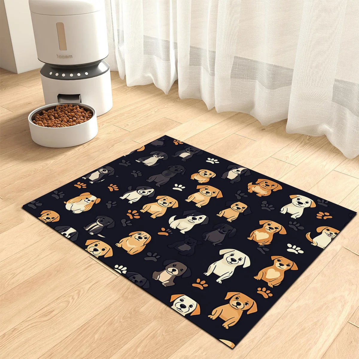 

1 шт. Милый коврик для кормления домашних животных с рисунком щенка, нескользящая подставка для мисок с едой и водой для кошек и собак