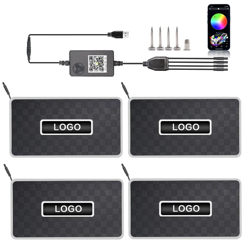 Universal Car LED Floor Mat Ambient Lamp - Bluetooth RGB Music Rhythm Light, Sound Control Footwell Interior Decorative Lighting view 6