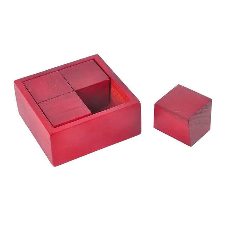 Impossible Wooden Brain Teaser Puzzle Box Cleverly Place Four Pieces Logic Cube High Difficulty IQ Challenge For Kids Adults view 5