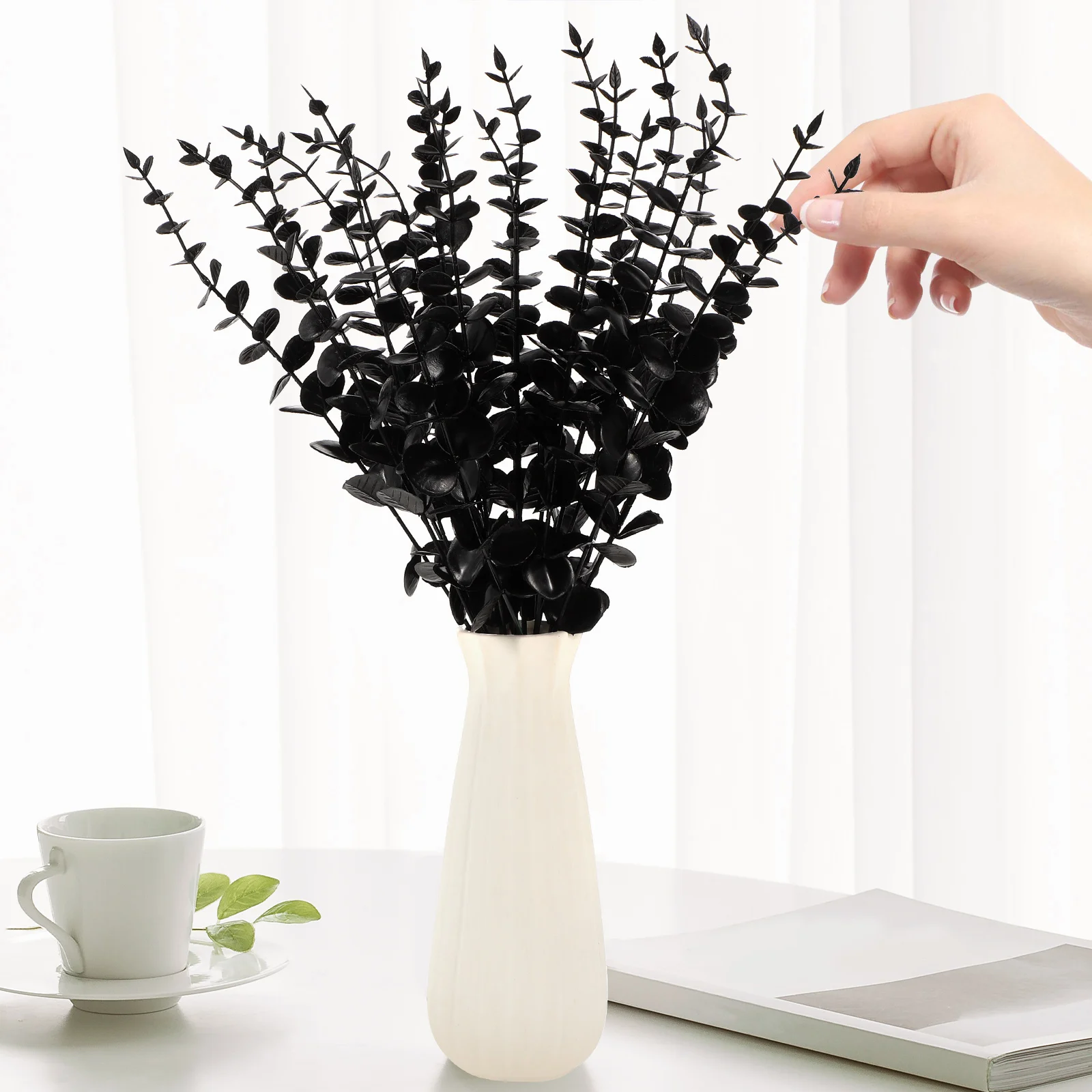 

20Pcs Real Touch Faux Eucalyptus Leaves Natural Looking Artificial Branches for Room Decor Elegant Table Setting Commercial