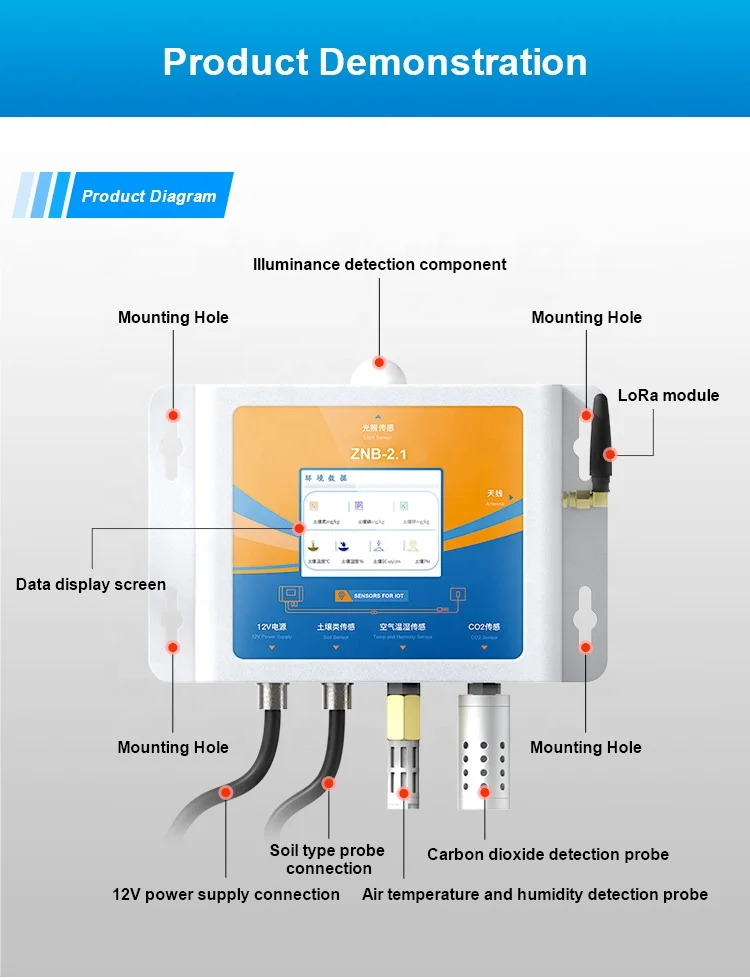 Soil nitrogen phosphorus and potassium sensor NPK Temperature and humidity sensor Soil PH EC