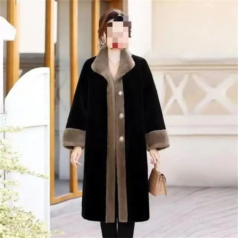 Autumn Long Plus Size Women's Mink Fur Imitation Women's Clothing Stylish Stand Collar Mink Fashion High-End Mother Winter Coat