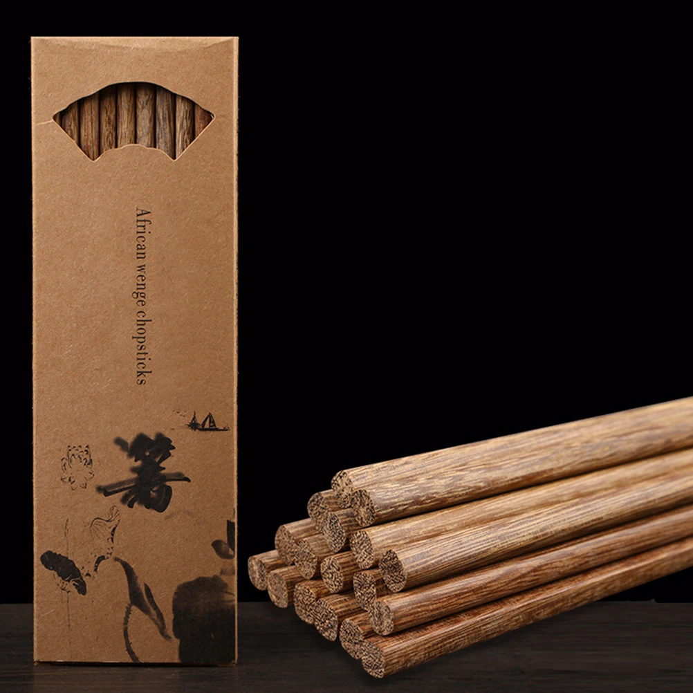 

10 pcs Chicken Wing Wood Chopsticks Long Light Comfortable Handle Solid Wood Sturdy Sleek Surface No Splinters Reusable