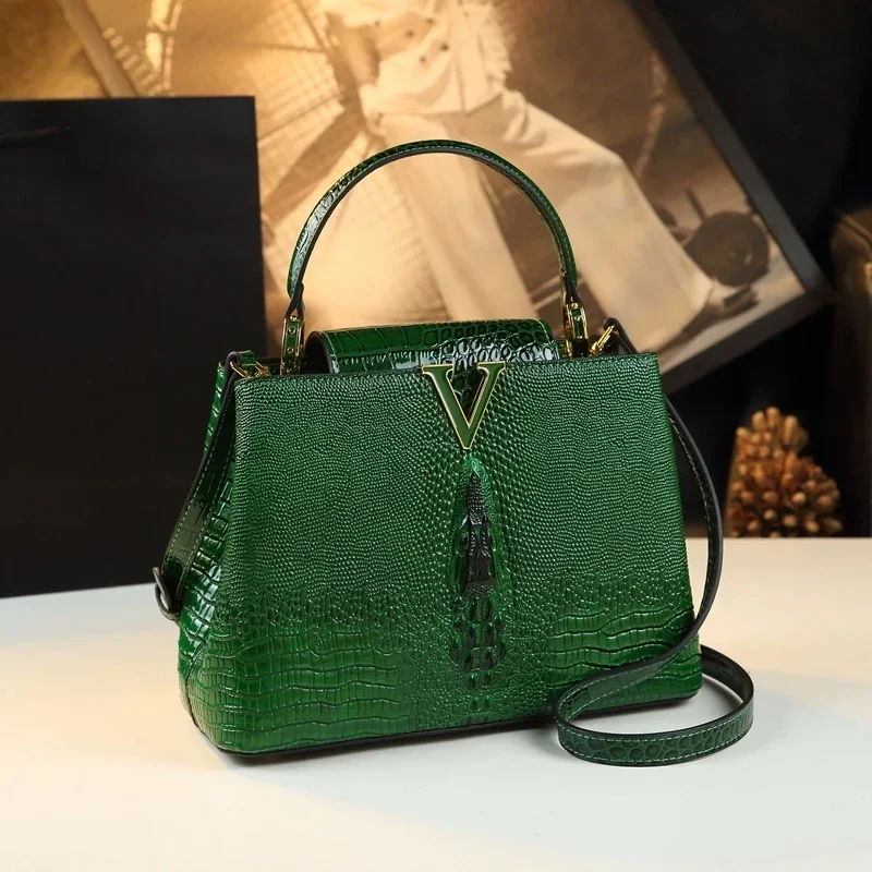 

Luxury Genuine Leather Women's Handbags Niche Original Lady Shell Bag Crocodile Pattern 2023 New Shoulder Messenger Bags