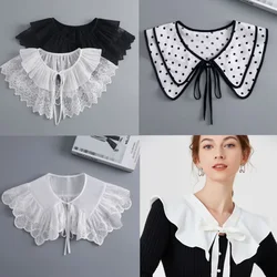 Removable Lace Doll Fake Collar Women Tie Ladies White Shawl Wrap Detachable Embroidered Lapel False Collar Clothes Accessory