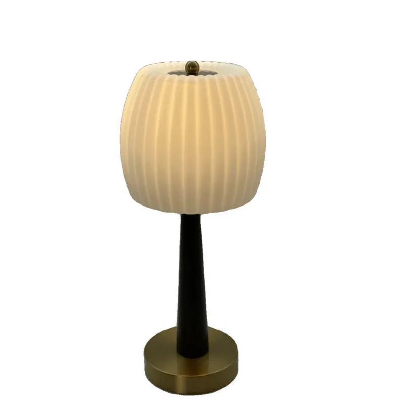 

LED Table Lamp For Bedroom Bedside Decoration Morden Brief Design White Matt Glass Lampshade Wood Body E27 Bulb Lamp