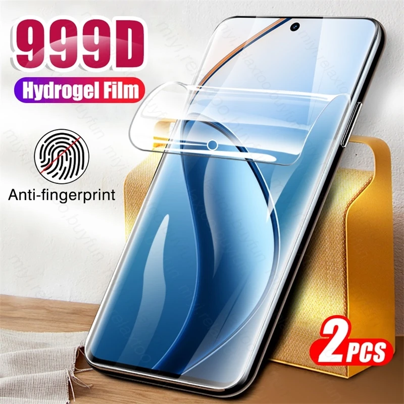 Мягкая Гидрогелевая пленка 999D 2 шт., Защита экрана для Realme 12 Pro + искусственное незакаленное стекло Realmy Realmi 12 Pro Plus Realme12Pro + искусственное стекло