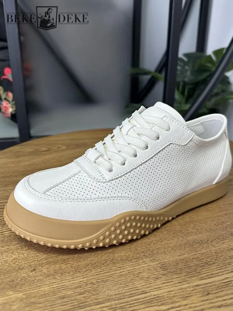 

Модная мужская модная повседневная обувь на платформе из воловьей кожи, однотонная дышащая обувь из натуральной кожи с круглым носком на шнуровке