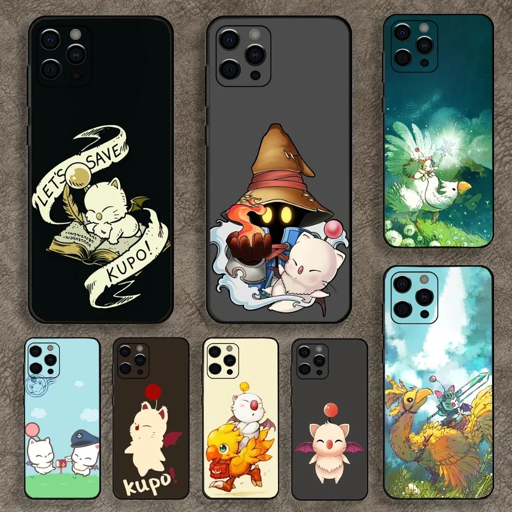 M-Moogle Final Fantasy Phone Case For Apple iPhone 15,14,13,12,11,Pro,X,XS,Max,XR,Plus,Mini Soft Black Cover