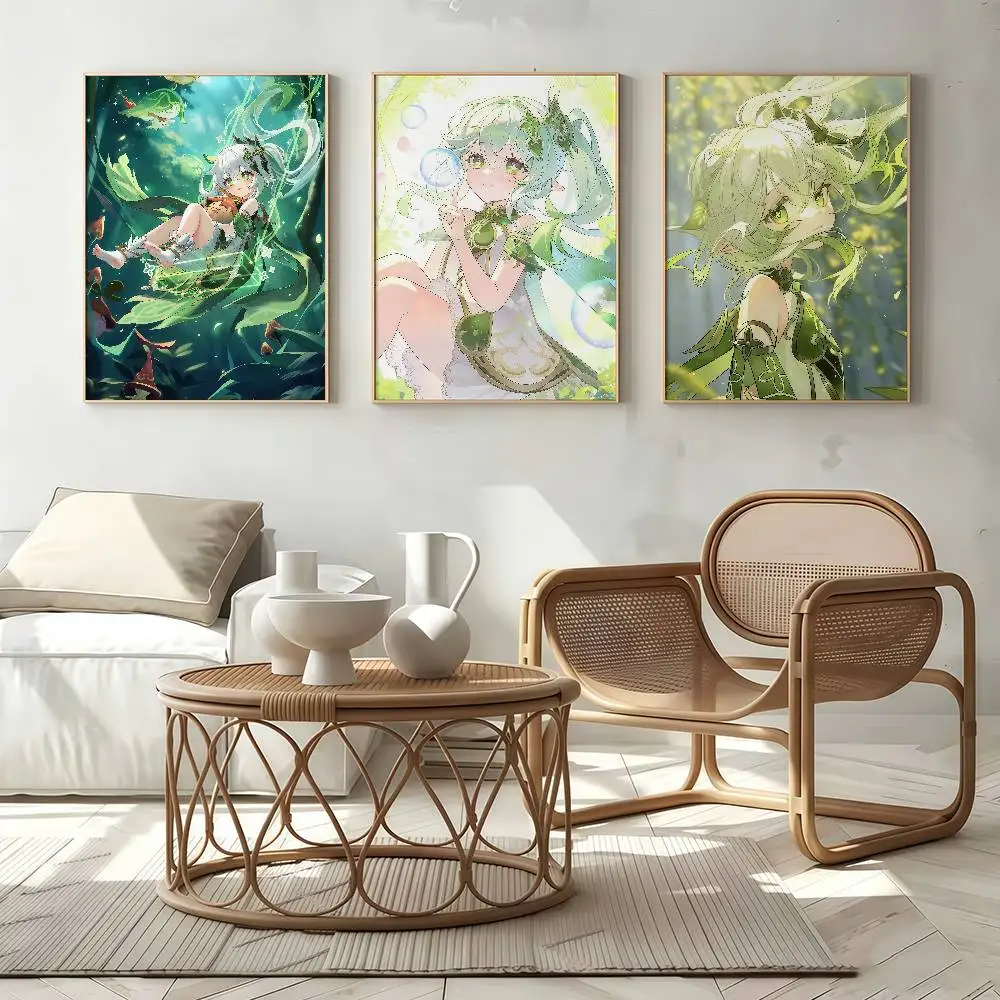 Game Character Genshin Nahida Poster Stickers Art Print Retro Vintage Wall Decor HD Living Room Home Office Gift Occasion