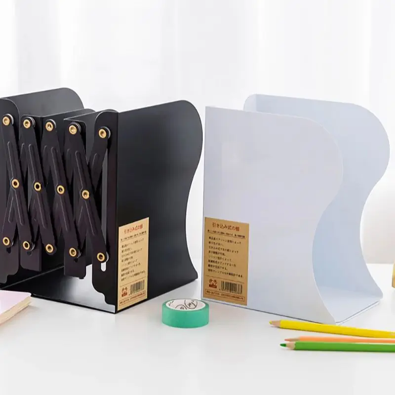 格納式の調節可能なブックエンド、本棚、大型スチールプレート、デスクブックオーガナイザー、学生用リーダー