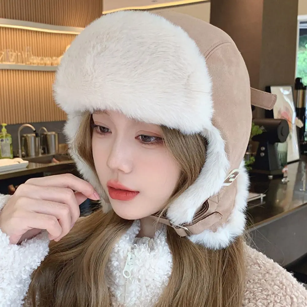 Outdoors Plush Bomber Hat Thick Warm Winter Cap Windproof Earflap Bonnet for Men Women