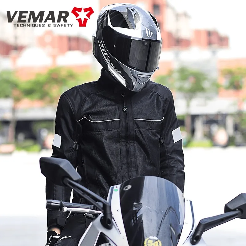 Vemar Summer Motorcycle Jacket Men's Motocross Jacket Motorcyclist Jacket Protective Gear Coat Racing Reflective Oxford Clothing