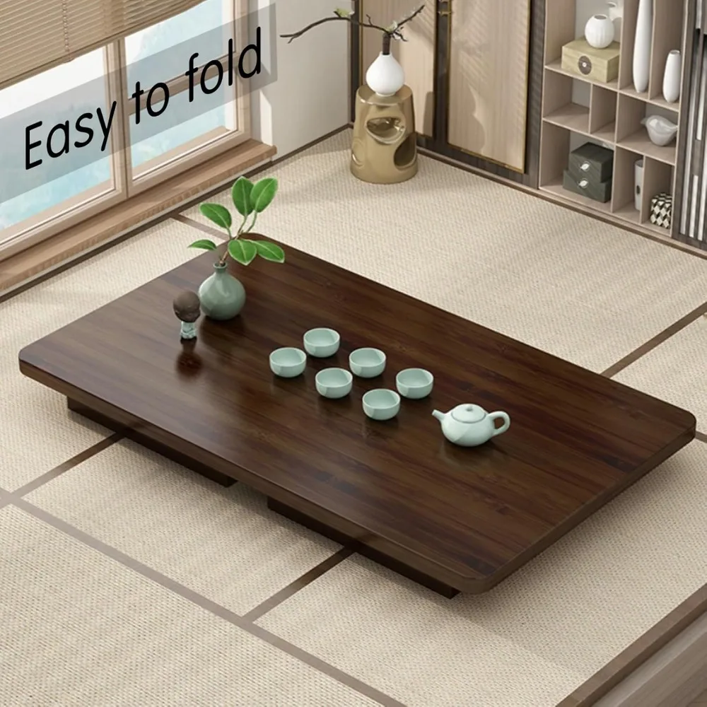 Foldable Small Table Coffee Tea Room Table Bedside Computer Desk Folding No Assembly Required Suitable for Tatami Tea Room Balco