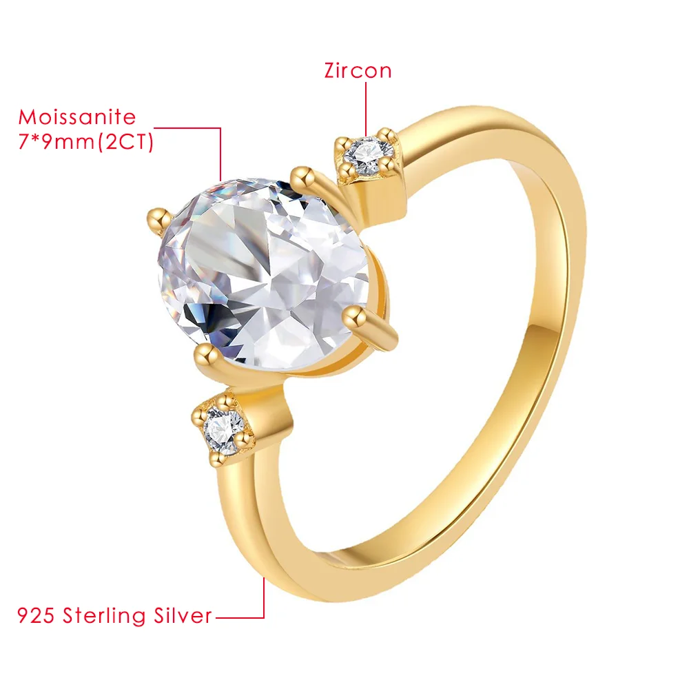 2CT Oval Moissanite Wedding Rings for Women Sterling Silver Plated 18k White Gold Eternity Band Moissanite Promise Ring for Her