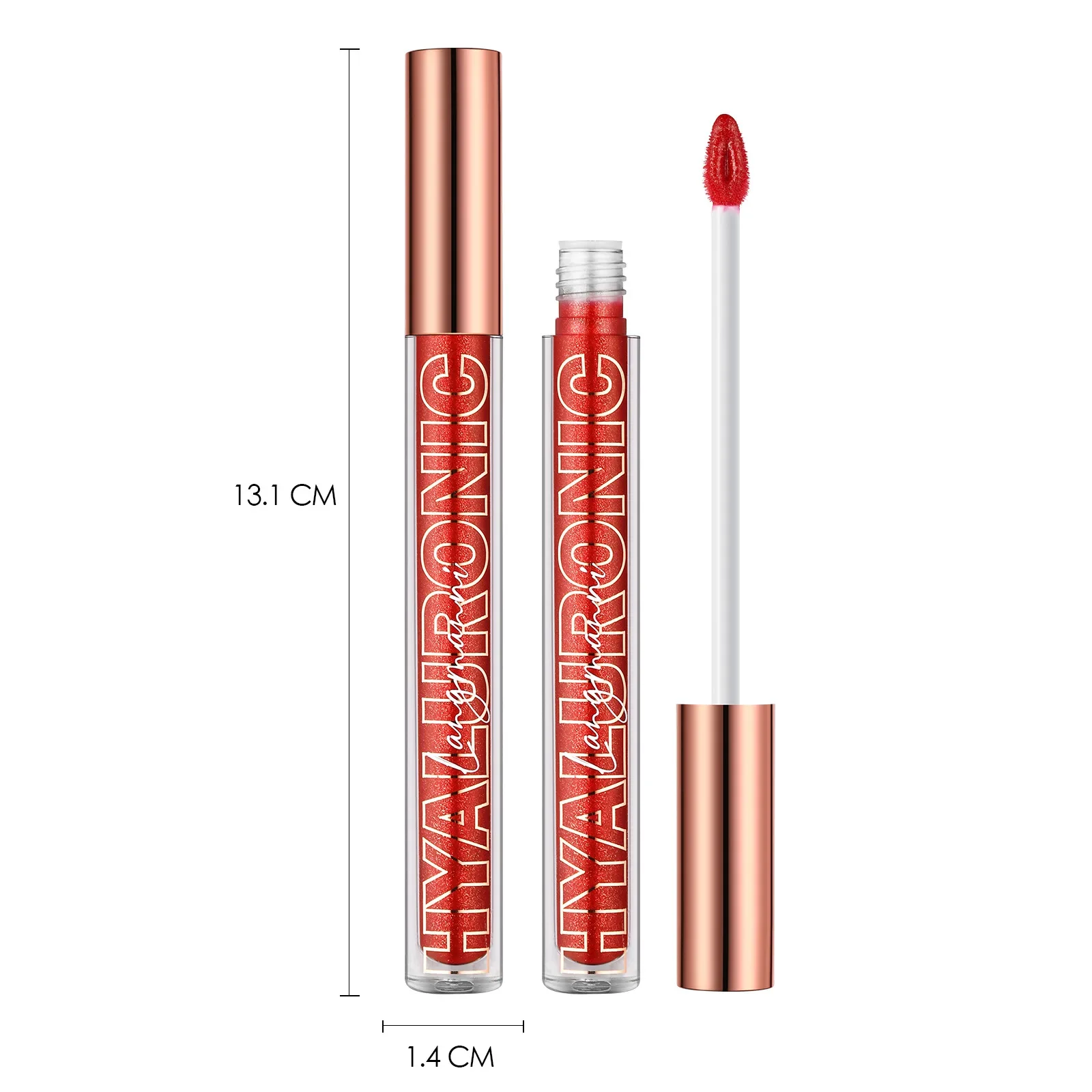 Lápiz labial con purpurina de diamante, resistente al agua, espejo, ácido hialurónico, brillo de labios, hidratante, taza antiadherente de larga duración, tinte labial