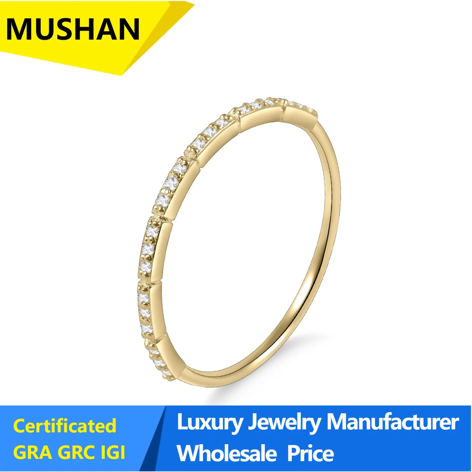 MUSHAN Luxury s925 Sterling Silver Inlaid Cultivated Diamond Small Ring Women's Fashion Personality Multi-stacked Wear