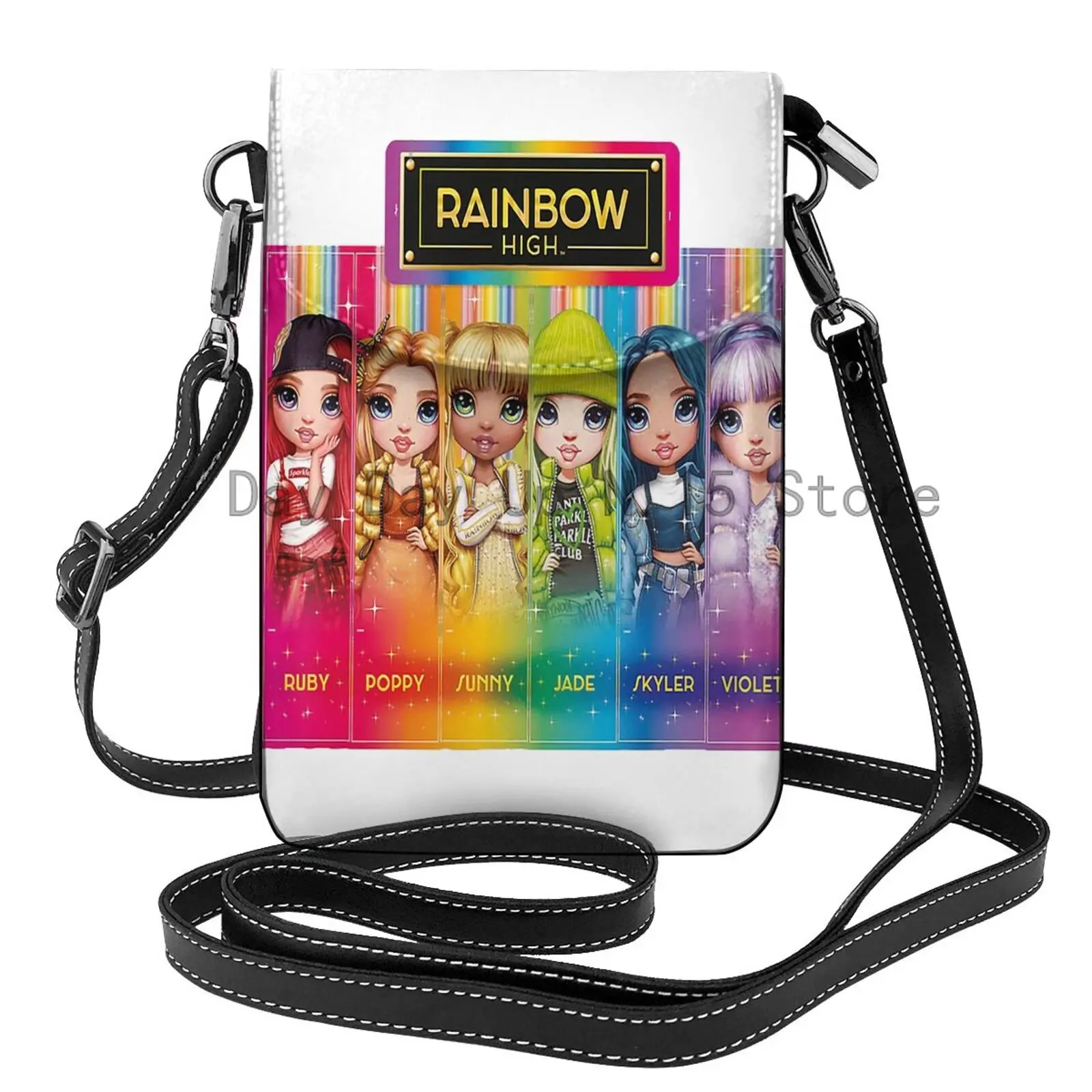 Женский кошелек для сотового телефона Rainbow High, кожаная сумка через плечо, мини сумка через плечо