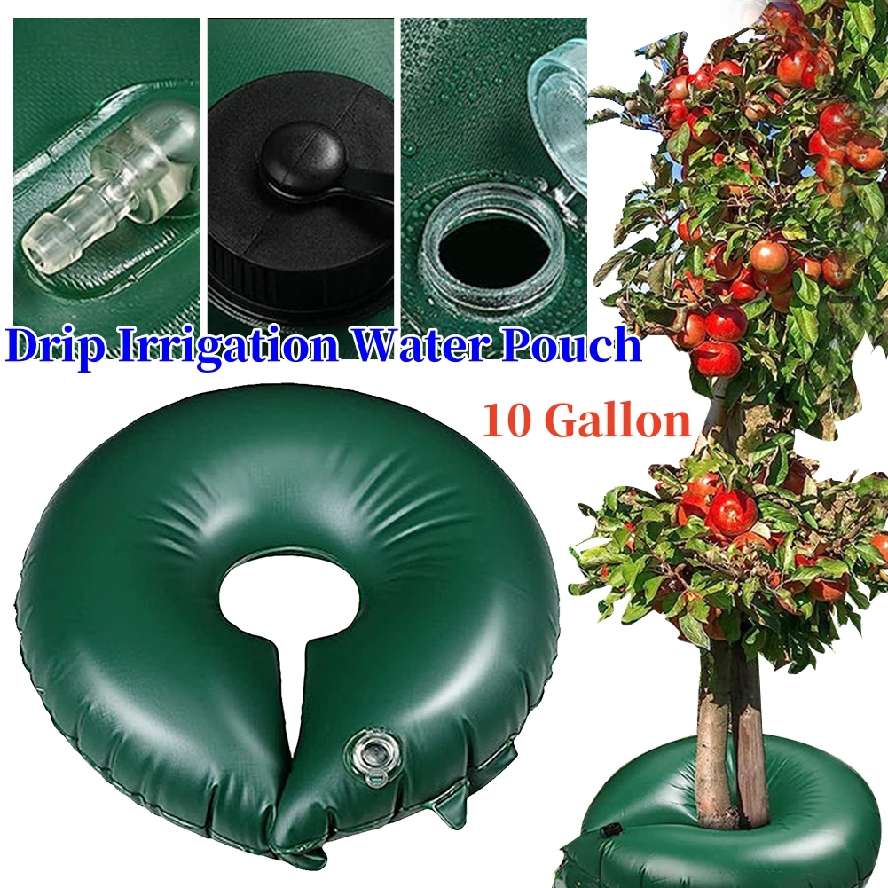 10 Gallons Tree Watering Bag 60cm Diameter Slow-Release Drip Rings Anti-UV Automatic Irrigation System For Gardening Trees Shrub