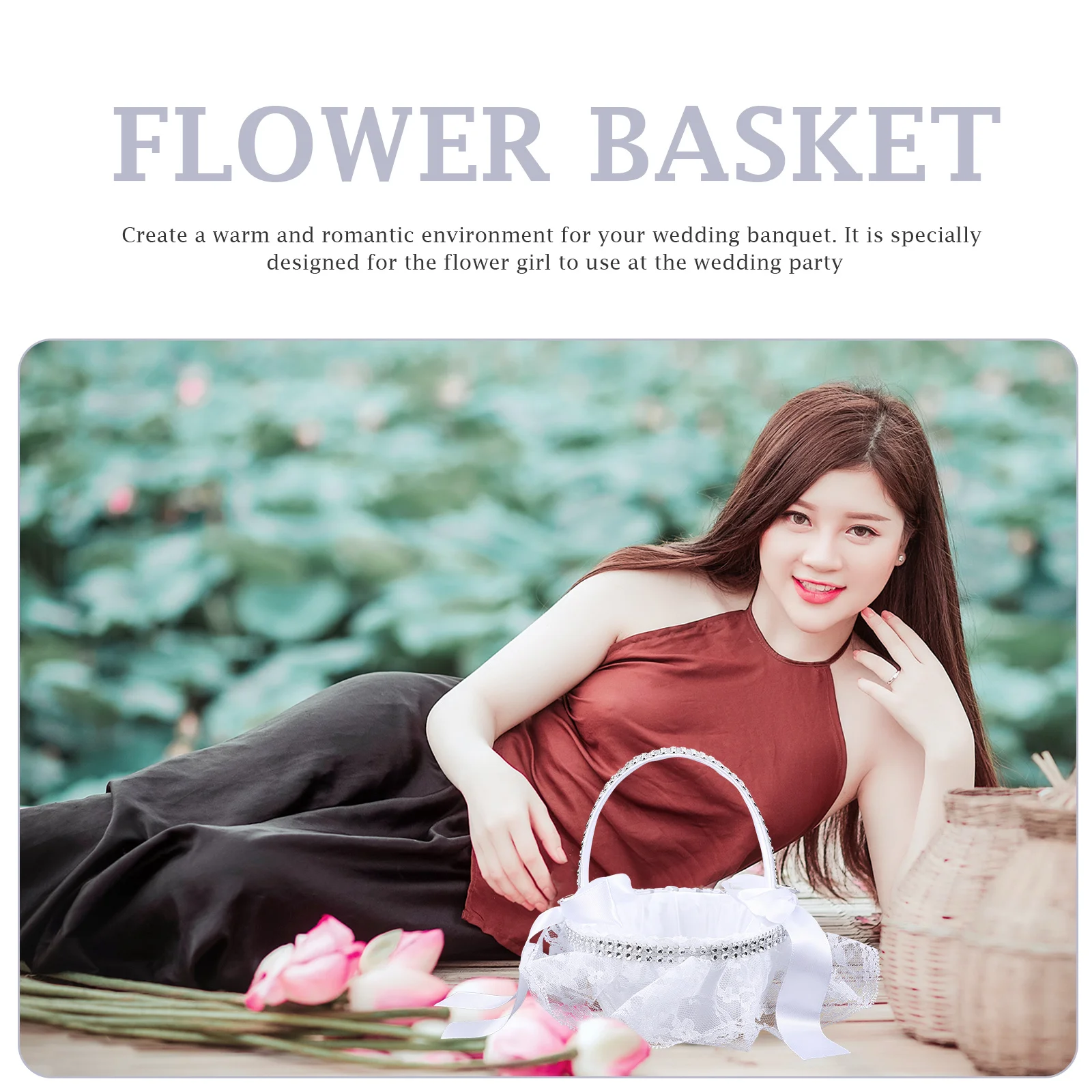 1 قطعة زهرة فتاة الدانتيل الأبيض تصميم الزفاف زهرة الحاويات لبتلات الحلوى تخزين ديكور حفل الزفاف العرض #3