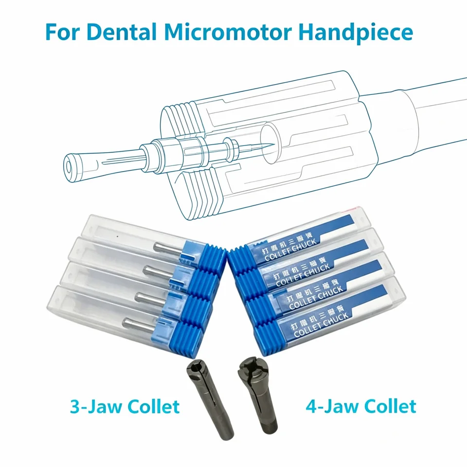 2.35mm Dental Lab Collet Chuck 3 Jaw 4 Jaw Dental Handpiece Grinding Machine High Speed Cutting Machine Spindle Chucks