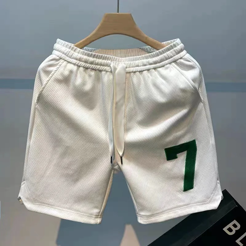 Shorts pour hommes, Streetwear d'extérieur, pantalons décontractés à cinq points pour femmes, imprimés numéro 7, noir, gris, vert, nouvelle collection été 2022