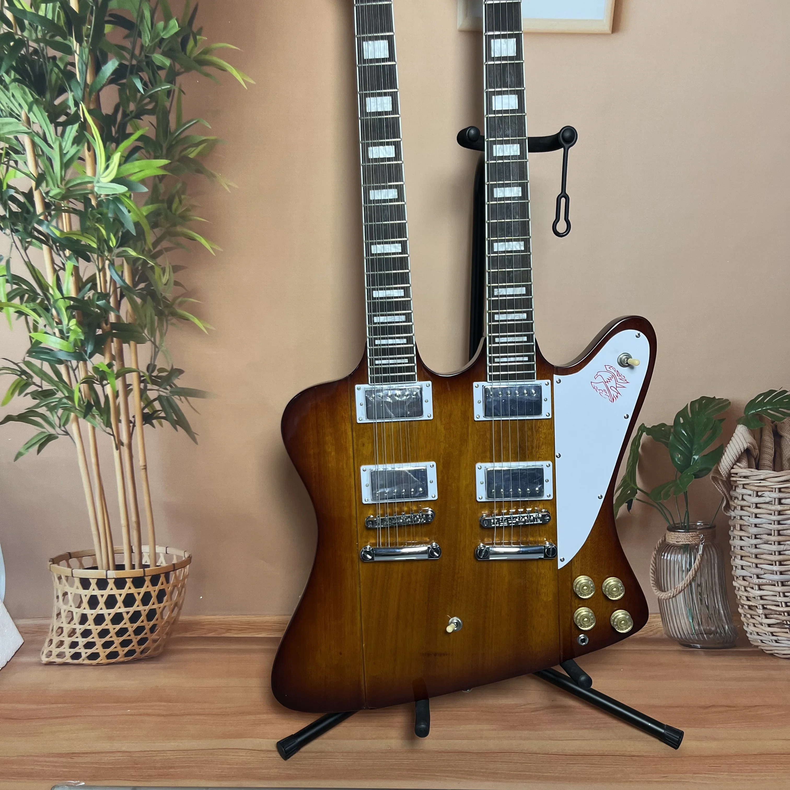 

Factory custom Electric Guitar Two Headstock neck Fire Bird 12+6 String