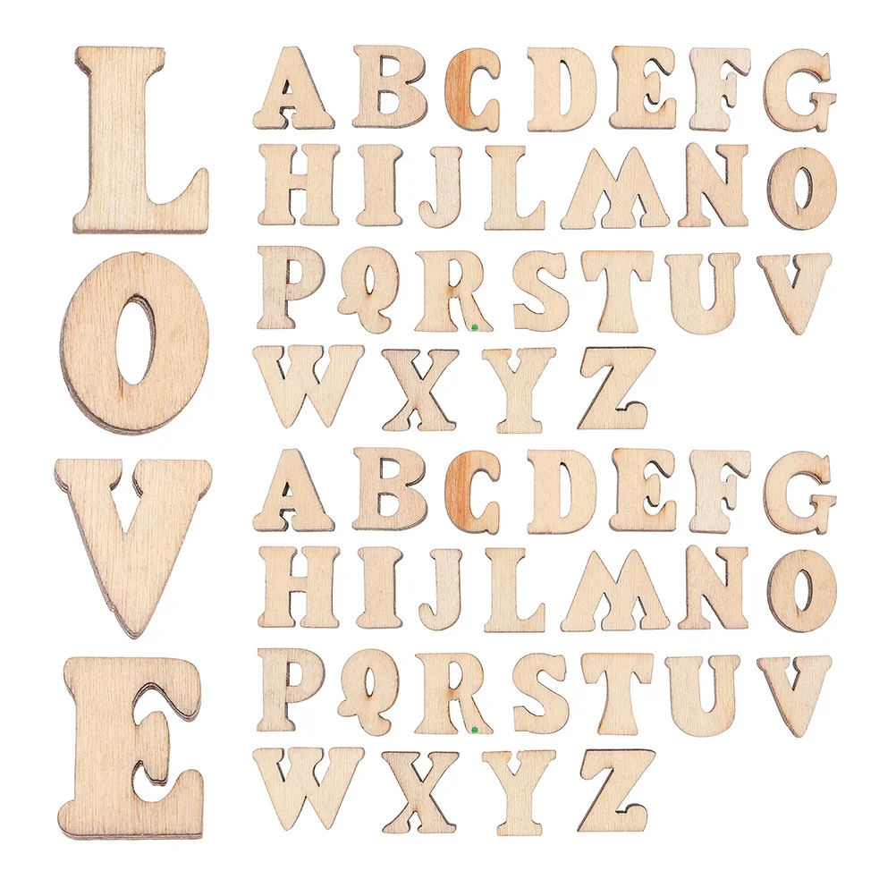 

200Pcs Wood Letters for Crafts Smooth Blank Wooden Letter Cutouts DIY Alphabet Decor for Home Wedding Wooden Letter