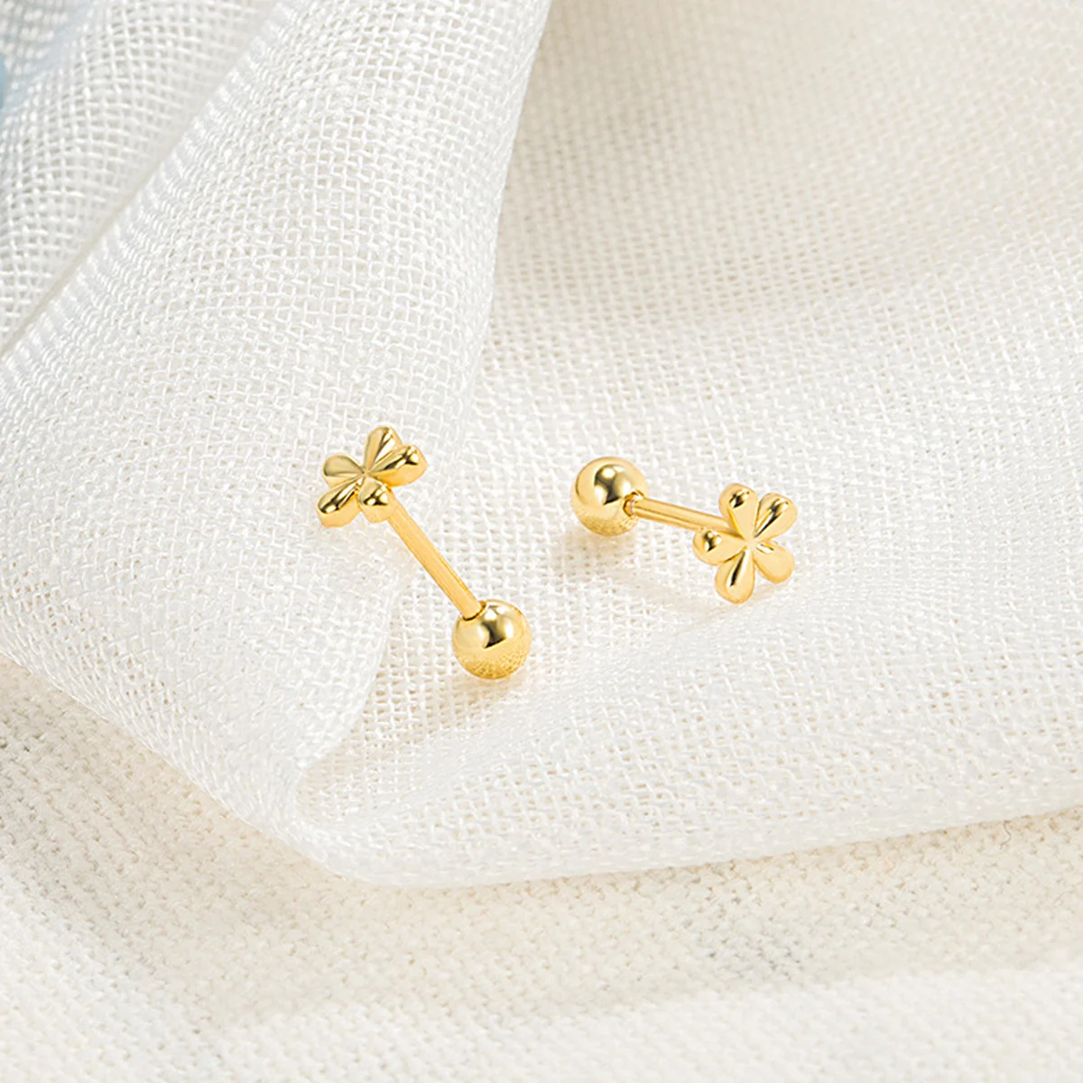 Simple Stainless Steel Golden Flower Small Stud Earring for Women Girl Teen Tiny Screw Back Piercing Accessories image 3