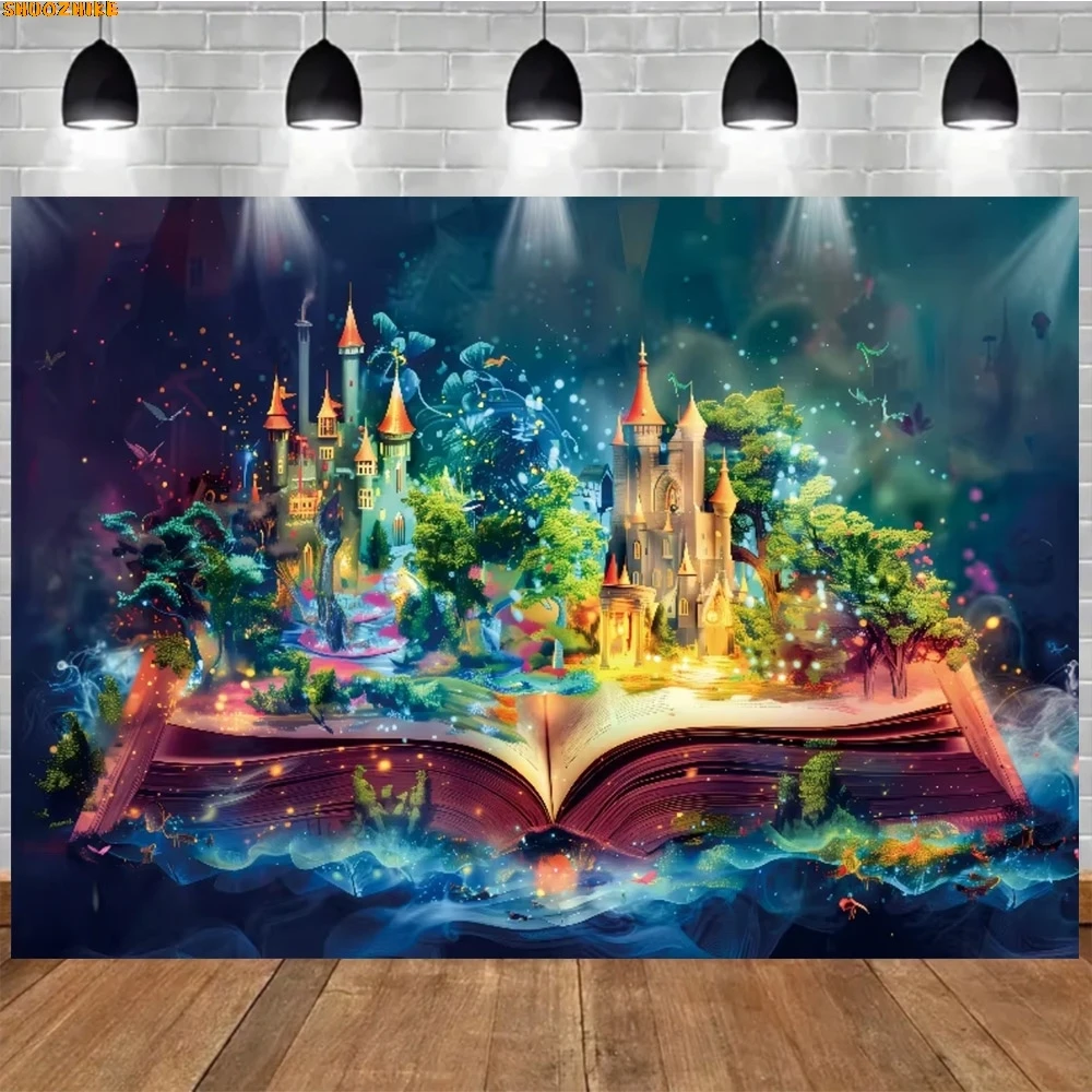 خرافة كتاب موضوع خلفيات للتصوير الفوتوغرافي الدعائم القلعة فراشة زهرة الغابات الزفاف عيد ميلاد استوديو الصور خلفية BK-01 #3