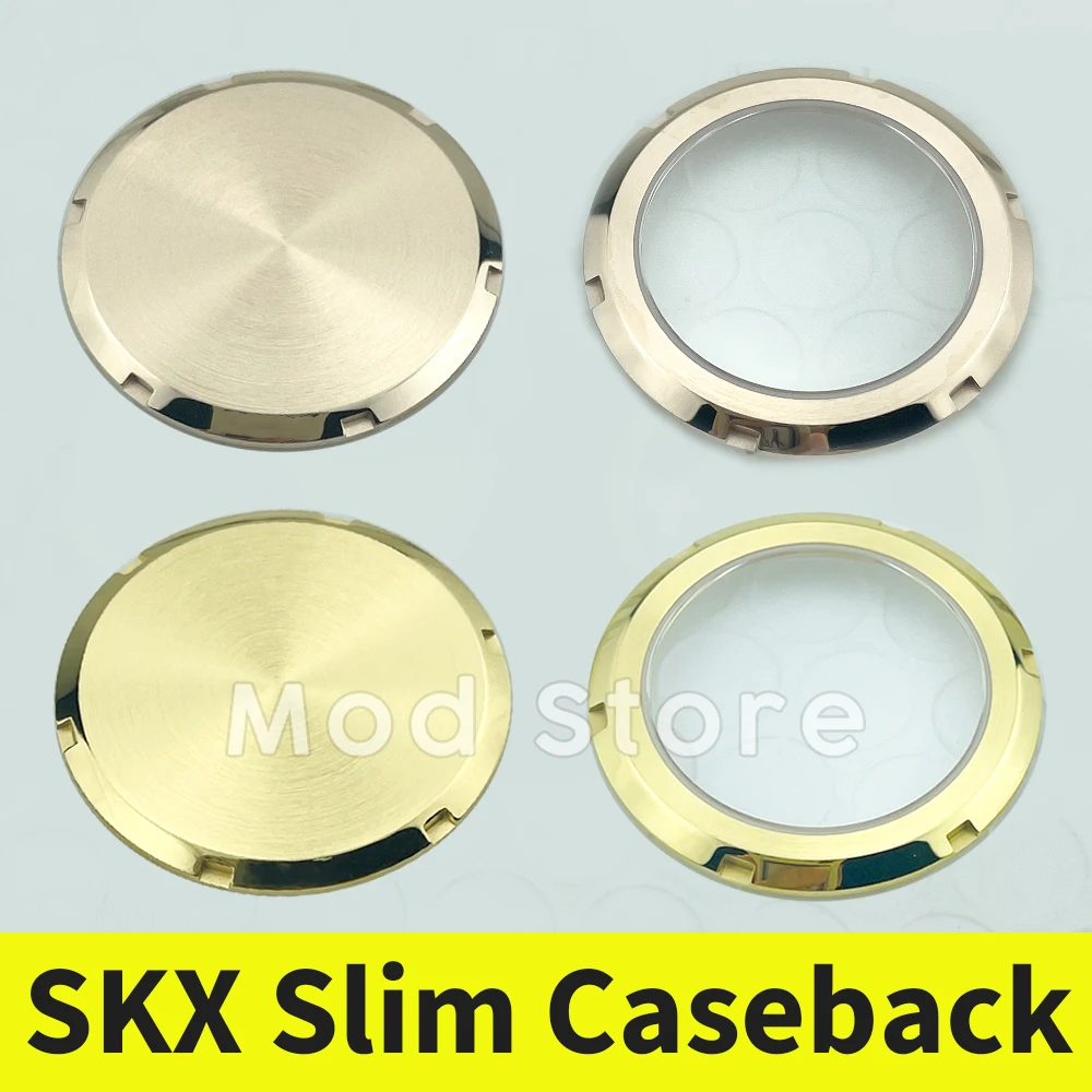 SKX007 SKX Slim Caseback, нержавеющая сталь розового золота 316L, улучшенный сапфир, полированные и матовые детали