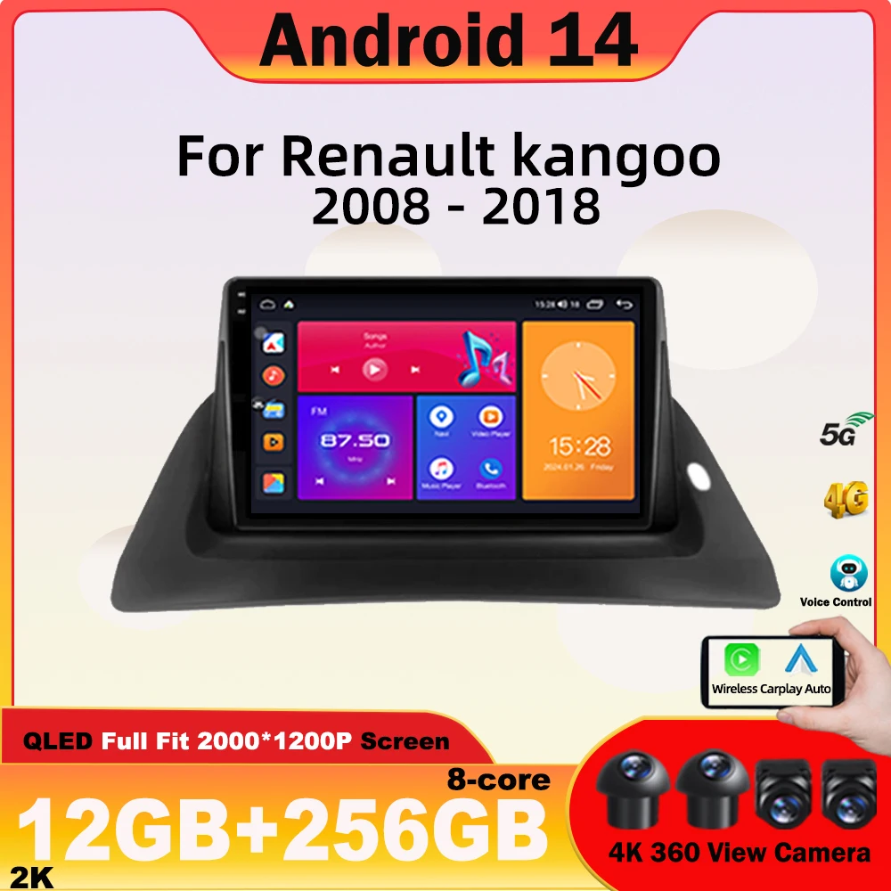

Android 14 Car Radio For Renault kangoo 2008 - 2018 Carplay Multimedia Video Player GPS Android Auto NO 2DIN DVD Head Unit WIFI