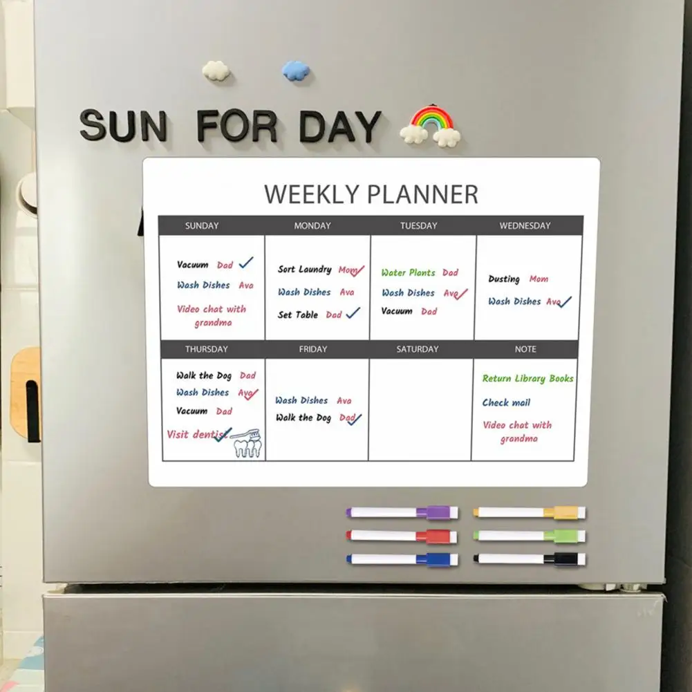Easy-to-clean Magnetic Message Board Magnetic Message Board Weekly Planner Organize Home Kitchen with An Erasable Writing