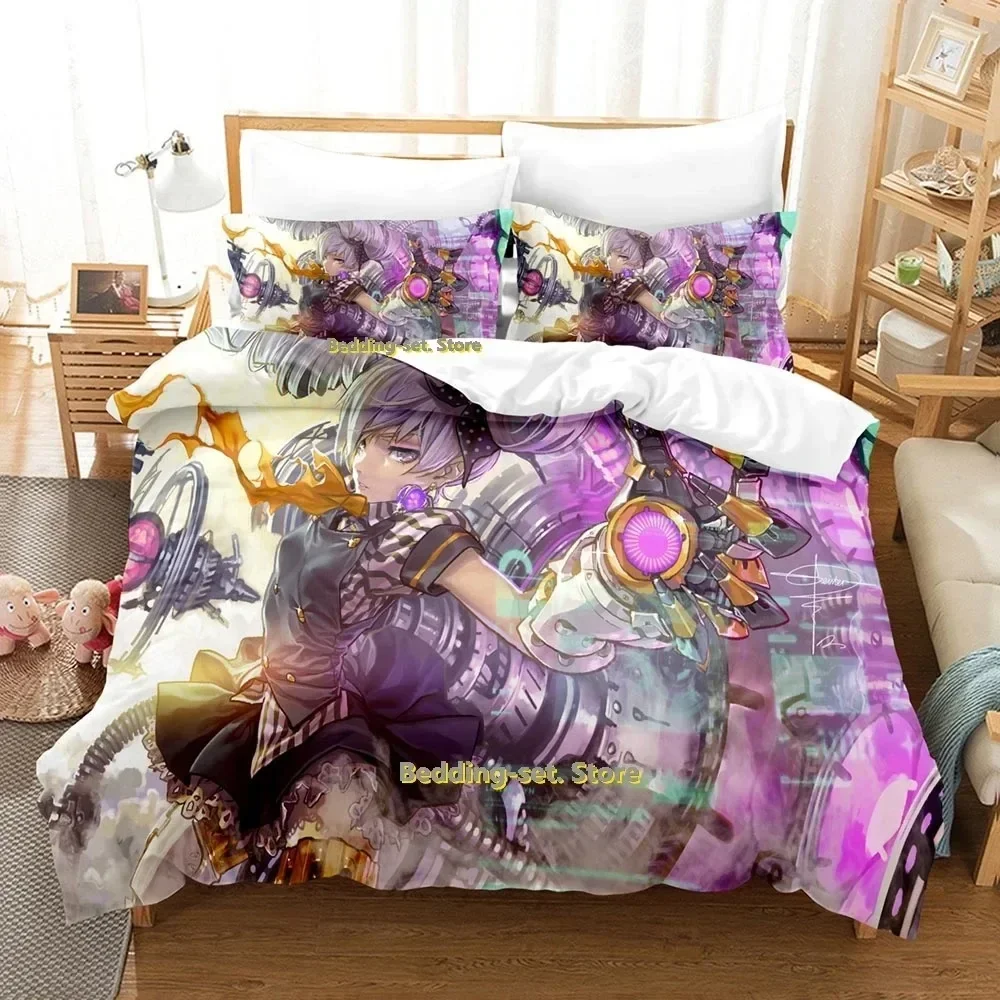 Benghuai Xueyuan Bedding Set Single Twin Full Queen King Size Bed Set Adult Kid Bedroom Duvetcover Sets 3D Anime Bed Sheet Set