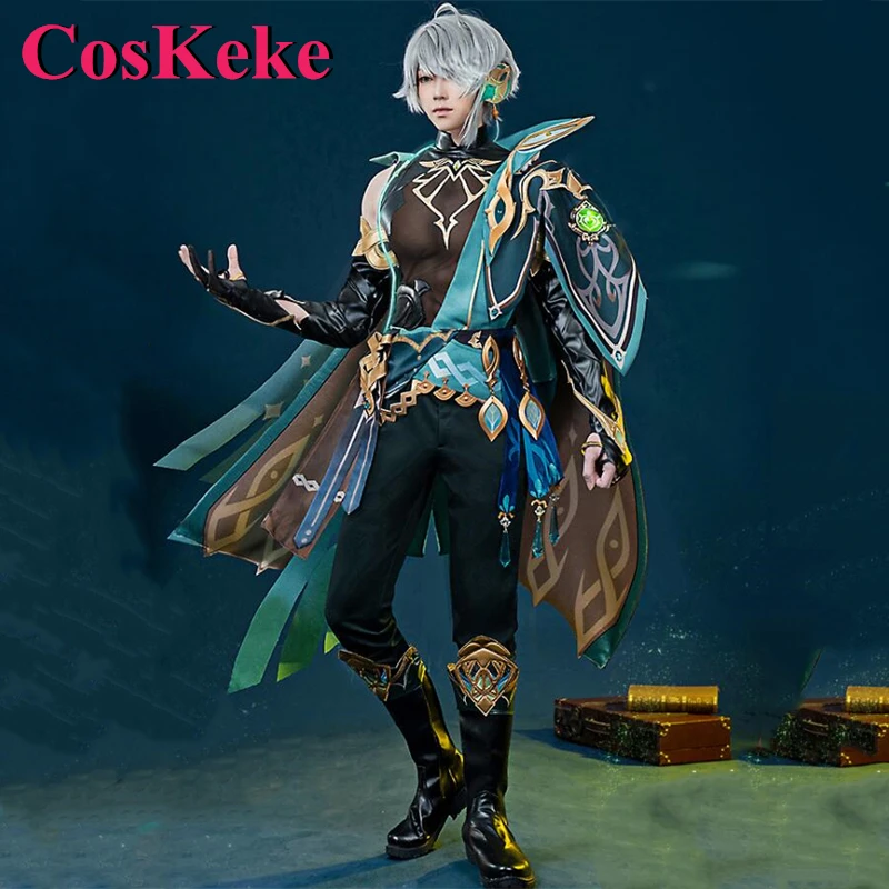 CosKeKe Alhaitham Cosplay Costume Game Genshin Impact Handsome Fashion Combat Uniform Men Halloween Party Role Play Clothing