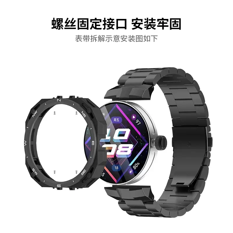 Drei Perlen-Stahlband-Uhrenarmband für Huawei Watch GT Cyber, modifiziertes Armband, fortschrittliches modisches Metallarmband, Uhrenzubehör