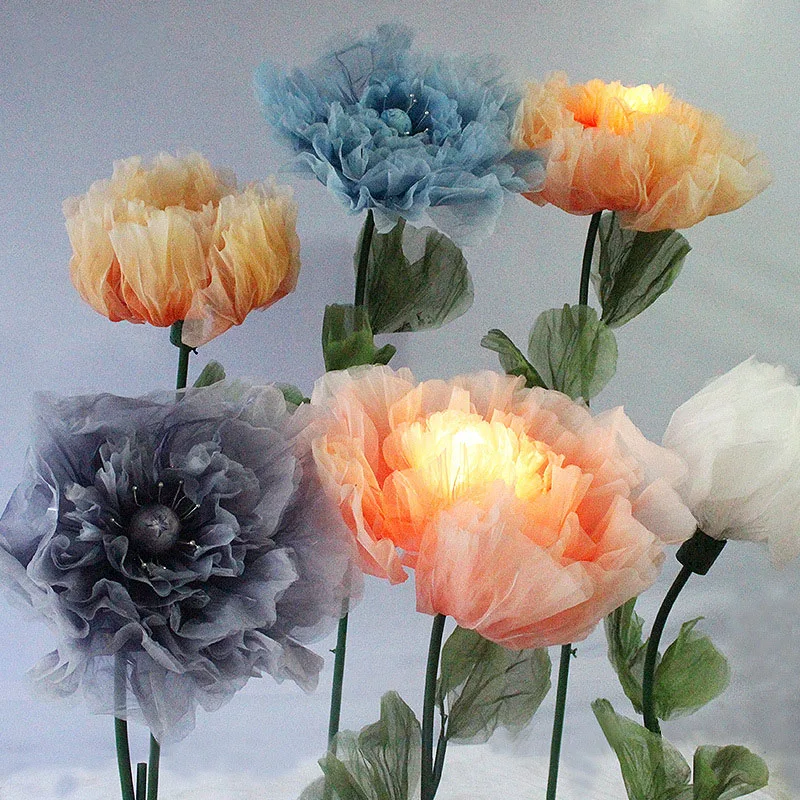 Wedding Decor Prop Large Electric Openable Artificial Flowers Height-adjustable Artificial Silk Flower Garden Decoration Mariage