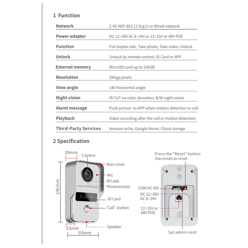 Sonnette vidéo intelligente Tuya, caméra 1080P, interphone sans fil, prise UE, 2MP