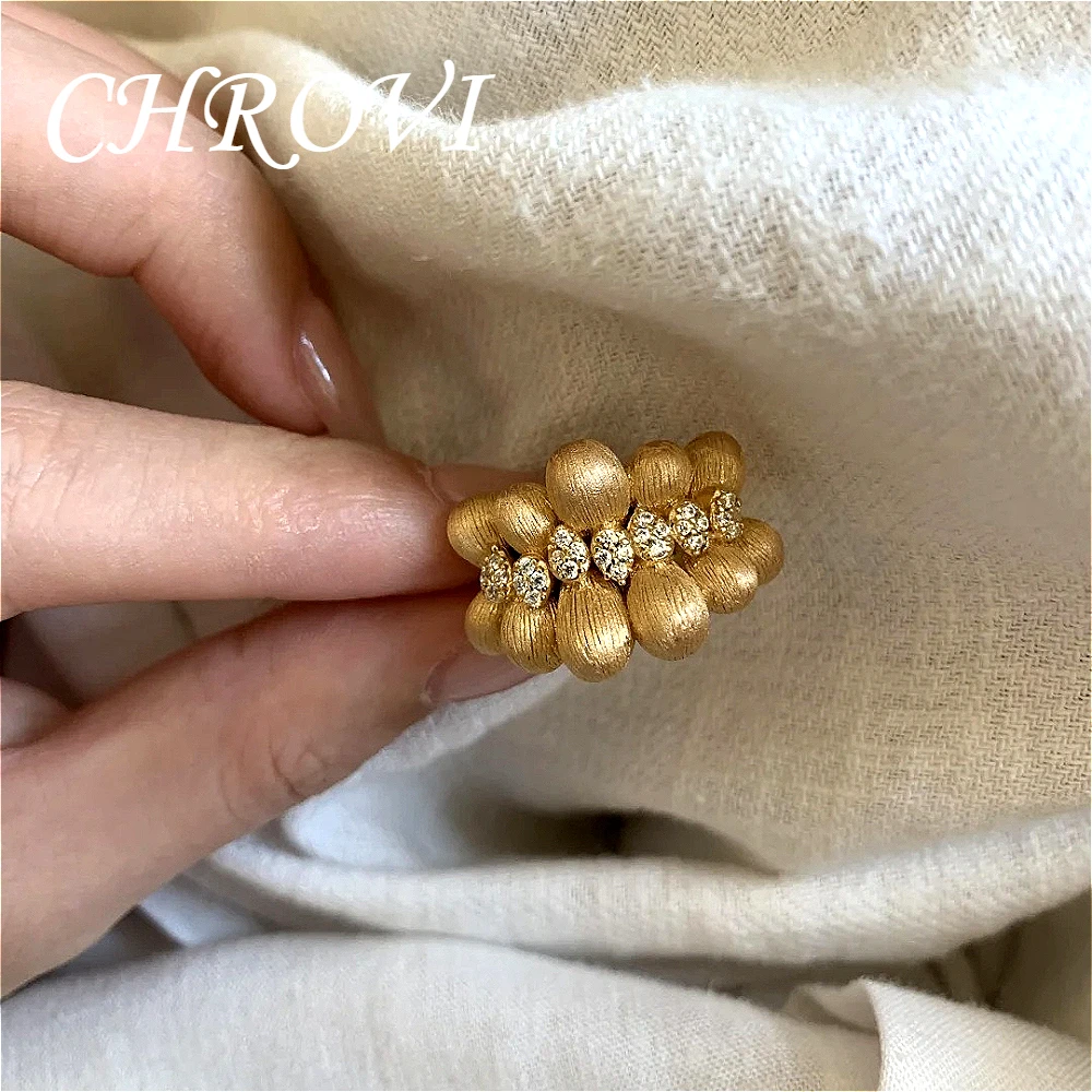 Retro Goldener Handpolierter Satinband-Kaffeebohnen-Ring - Luxuriöser Stil mit Diamantbesetztem Gold-Fingerring – Detail 2