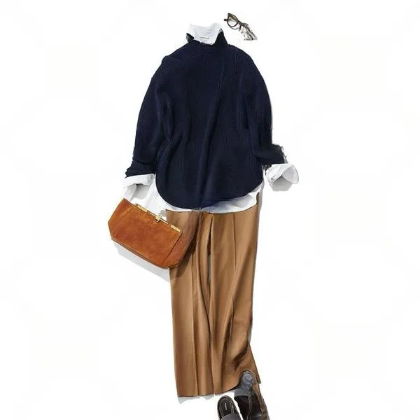 

2025 Autumn/winter New High Neck Woolen Top+pants Two Piece Set