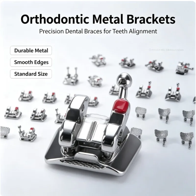 10/Package Orthodontic Brackets Arch Wire Metal Mesh Bottom Loose Brackets Dental Orthodontic Mini Metal Brackets Bracket