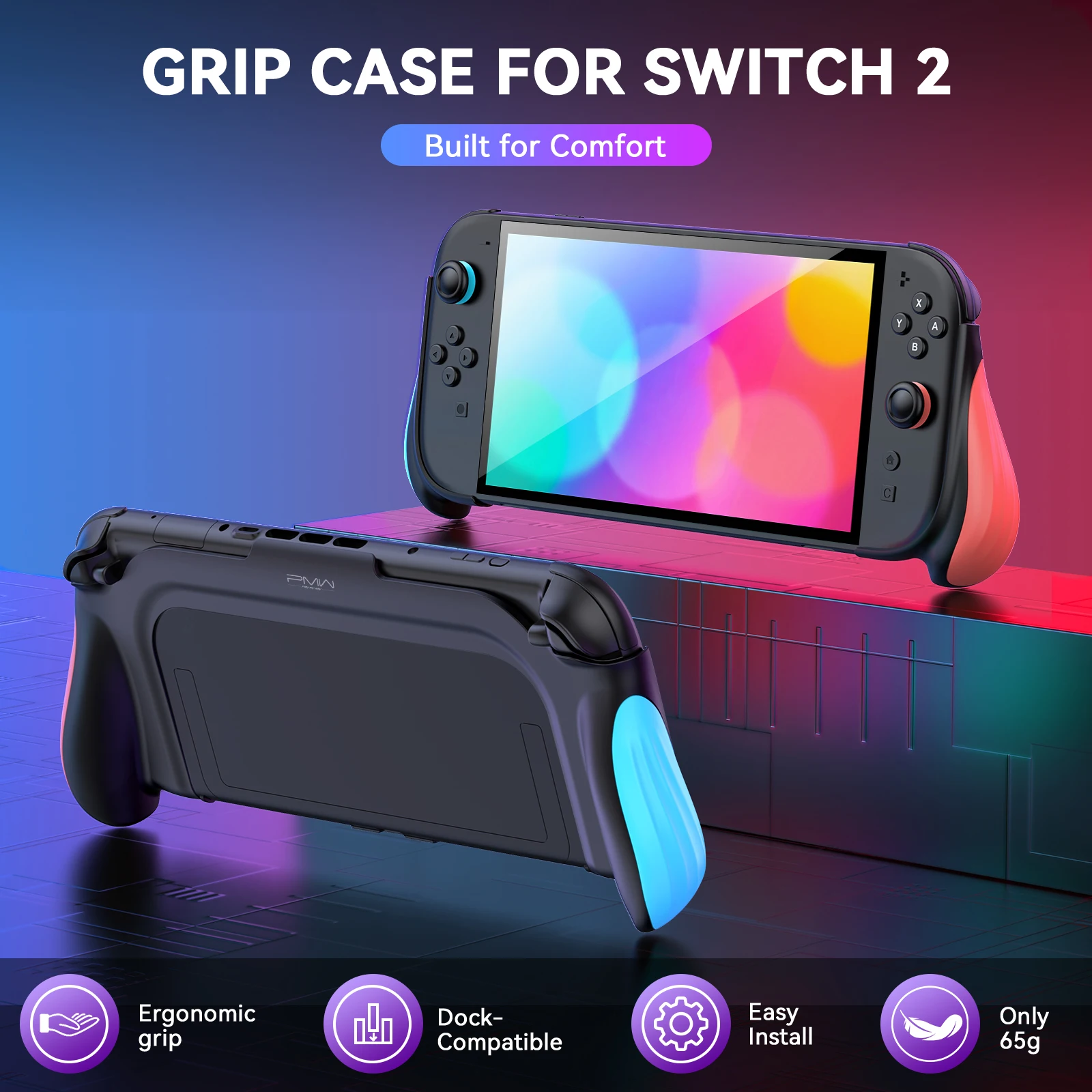IINE Grip Case for Switch 2/Ergonomic grip / Dock-Compatible  /Easy Install / Only 65g