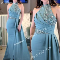 Elegant Long Evening Dresses for Women High Neck Floor-Length Mermaid Special Events Prom Party Dress Wedding Gala Maxi 2024