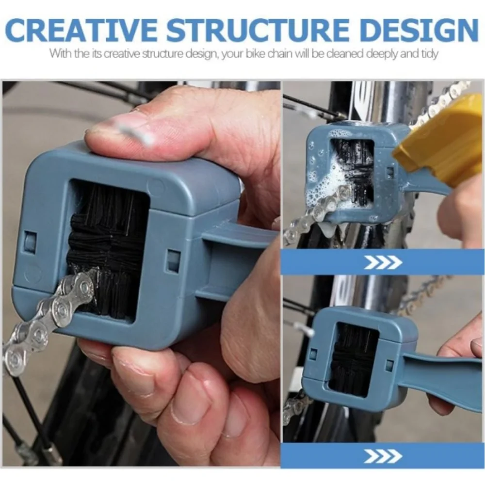 Pro Bike Chain Cleaning Brush - 3-Sided Bicycle Gear Scrubber Tool for MTB, Road & Hybrid - Efficient Drivetrain Maintenance