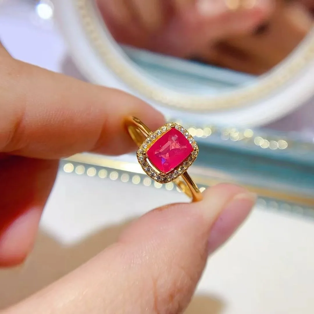 KJJEAXCMY High End Women's Ring Natural Spinel S925 Silver with Electroplating Boasting High Clarity Full Brilliance Gift