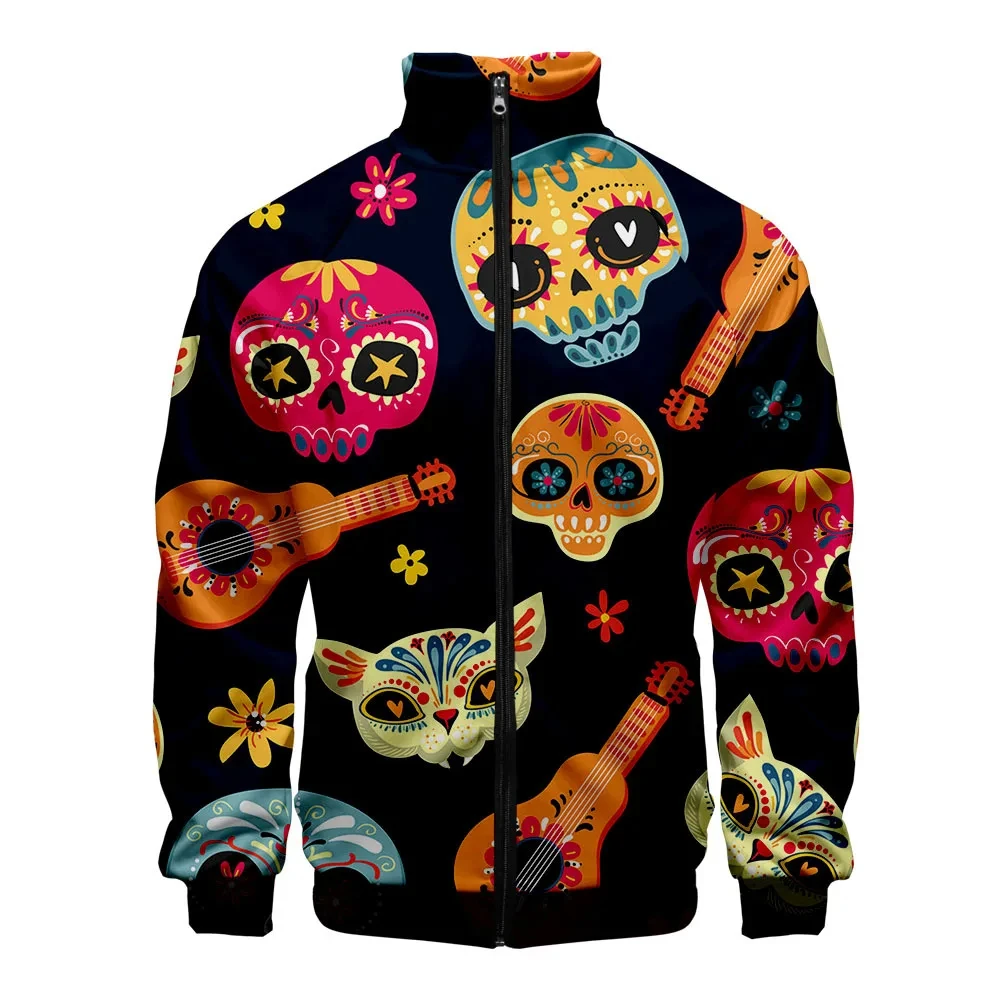 

New Vintage Skull Pattern 3D Jacket Men Women Harajuku Hip Hop New Style Coat Casual Stand Collar Zipper Sweatshirt Jacket Top