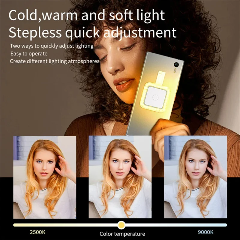 ミニ磁気LEDセルフィーランプ,iPhone, Magsafe, Samsung, Xiaomi,メイクアップ,写真撮影,ライブストリーミング用の電話ホルダー