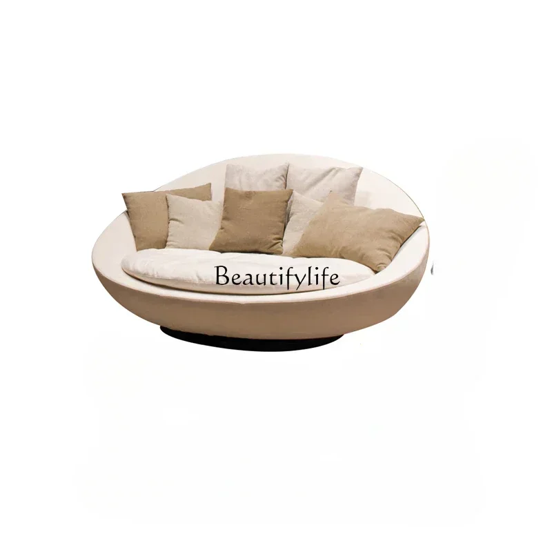 

Italian minimalist round fabric sofa living room balcony leisure chair, rotatable