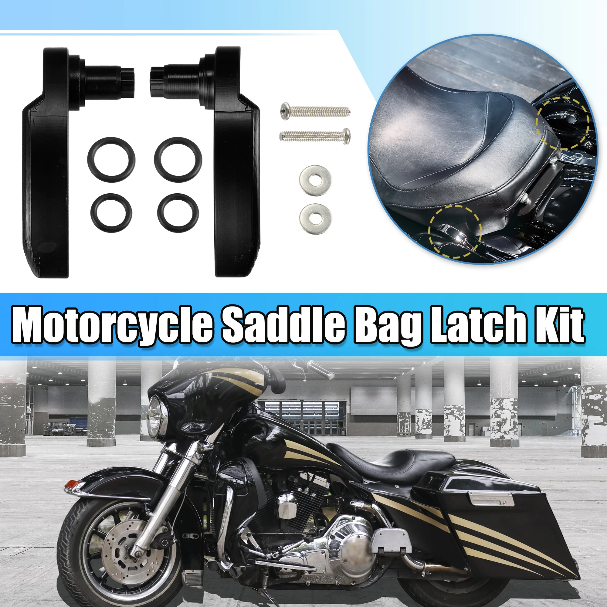 Motoforti Motorcycle Saddle Bag Latch Kit Handle Lever Lid Cover Lifter for Harley-Davidson Road King Street Glide 2014-2019