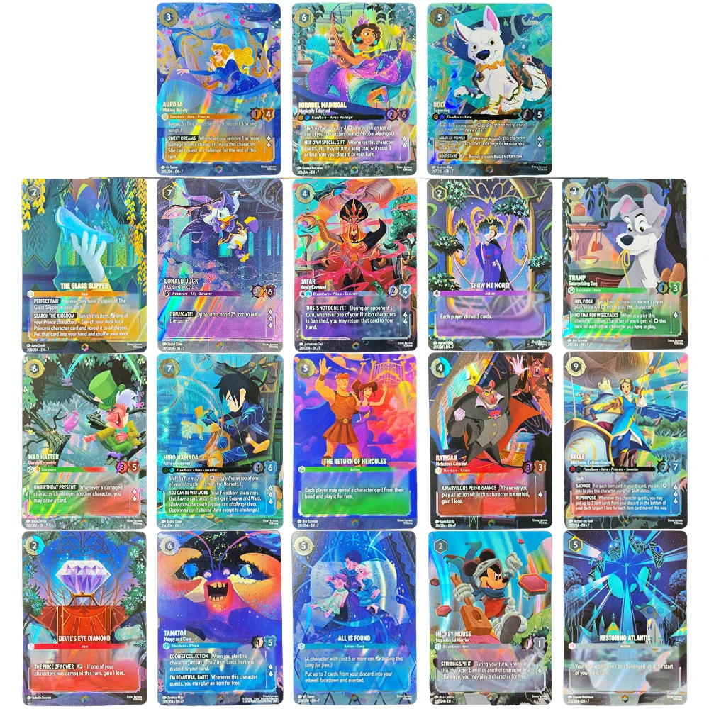 Lorcana EN Proxy Foil Game Cards Chapter 1/2/3/4/5/6/7 Enchanted TCG Game Cards Shimmering Skies Archazia's Island Azurite Sea